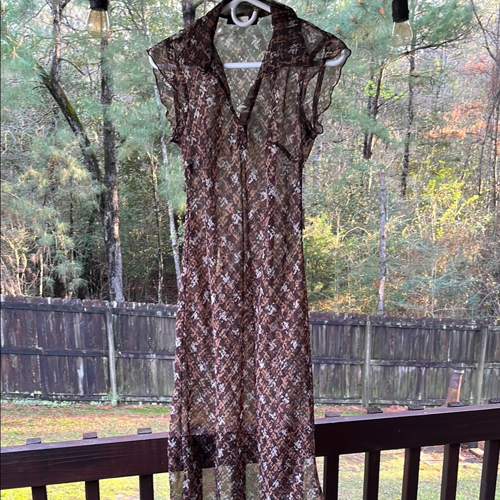 Rampage Brown and Tan Notched Collar Sundress